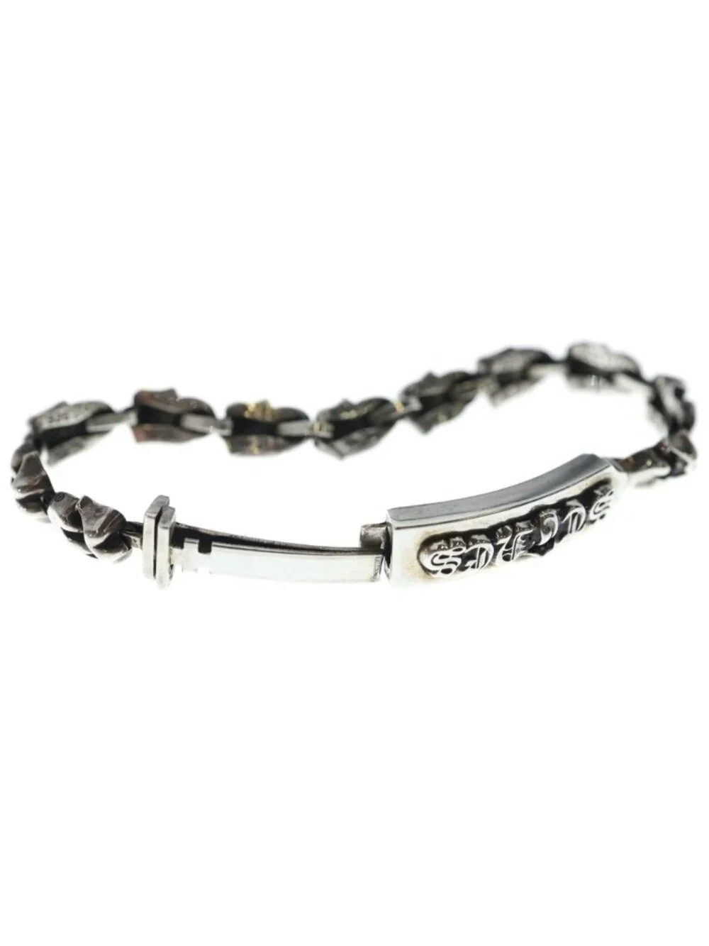 Chrome Hearts ID Mini LT Lip and Tan Mini ID Bracelet Red Silver